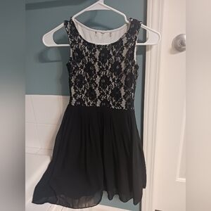 Girls Size 10 Black Lace Four Layers Lined Dress